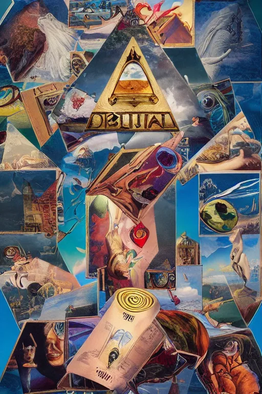 Prompt: full set of illuminati cards in the style of salvador dali, hyper - realistic, highly detailed, intricate detail, depth of field, high definition, 8 k, octane render, artstation