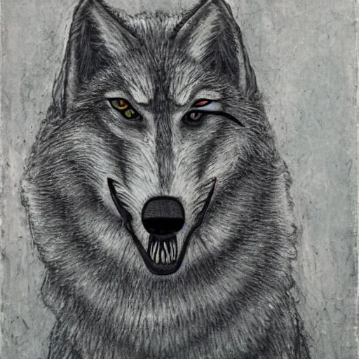 Image similar to retarded wolf, expressionism