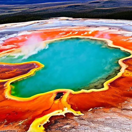 Prompt: Dover Castle in the Grand Prismatic Spring, Yellowstone