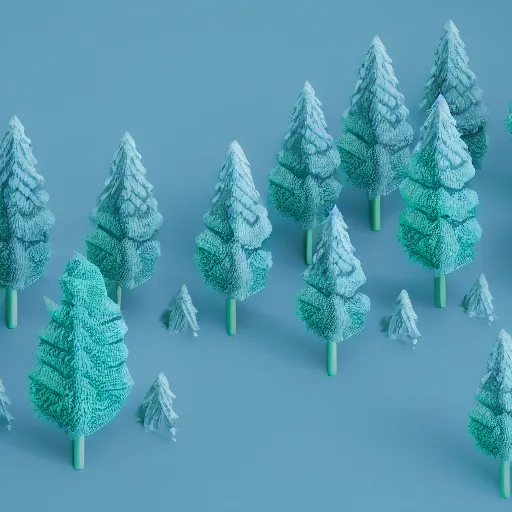 Image similar to isometric minimalistic chubby forest with magical trees, cinema 4 d, 1 0 0 mm, blue color scheme depth of field, octane render, studio lighting