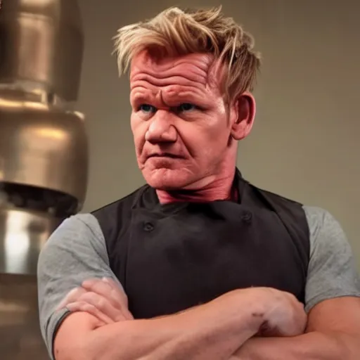 Prompt: A still of Gordon Ramsay as The Terminator, george orwell