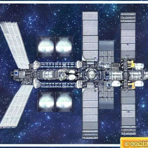 Prompt: a huge space station in for of dodecaedroid in deep space