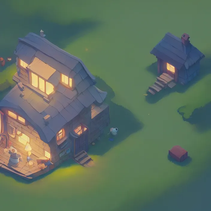 Prompt: isometric view of a game asset, a lovely cottage, plain background, cory loftis, james gilleard, atey ghailan, makoto shinkai, goro fujita, studio ghibli, exquisite lighting, clear focus, very coherent, soft painting