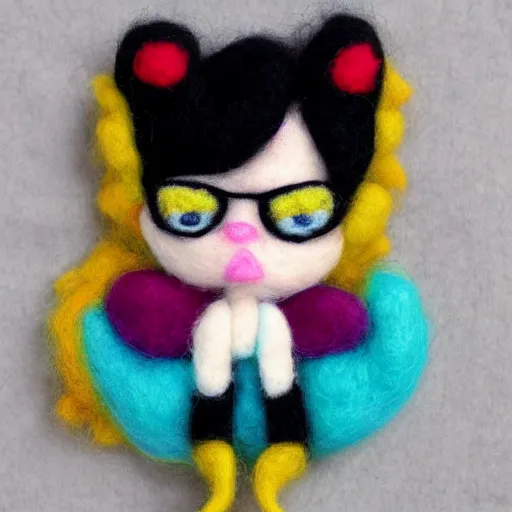 Image similar to a needle felted bayonetta, needle felting art.