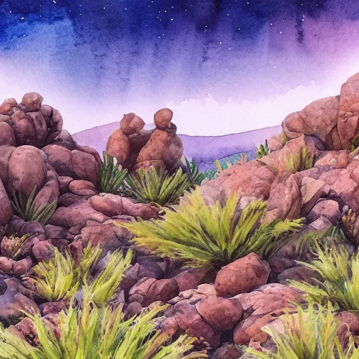 Image similar to stunning lush natural scene on another planet, with weird vegetation, rocks and colour. beautiful light. soft colour scheme. beautiful artistic detailed watercolor by lurid. ( 2 0 2 2 )