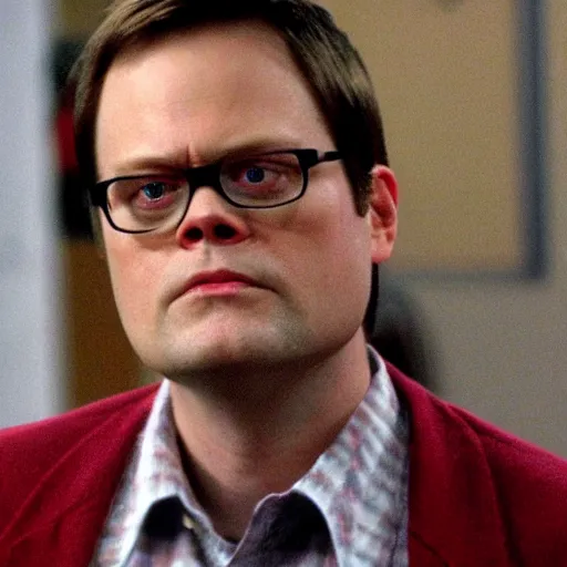 Image similar to dwight schrute wearing someone elses face