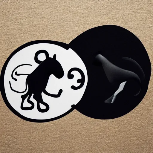 Prompt: monkey and horse, YinYang shaped, super details