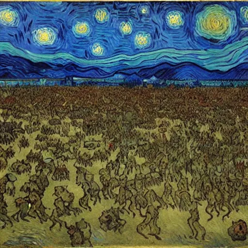 Image similar to the zombie apocalypse by vincent van gogh