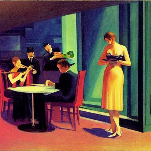 Image similar to night of Jazz music by Edward Hopper