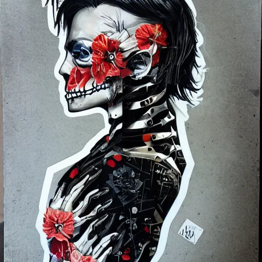 Image similar to a skeleton in black cloak by Sandra Chevrier