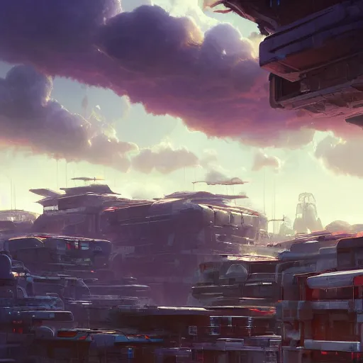 Prompt: scifi concept art of a futuristic suburb close - up, by greg rutkowski, modular minimalistic houses, cumulonimbus clouds, sunset, nostalgic, very very very beautiful art, cinematic lighting, bright pastel color, blue sky