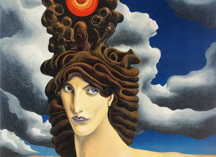 Image similar to impisoned female eldritch goddess by salvadore dali and rene magritte