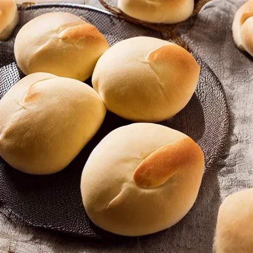 Prompt: photo of yeast buns that look like cats