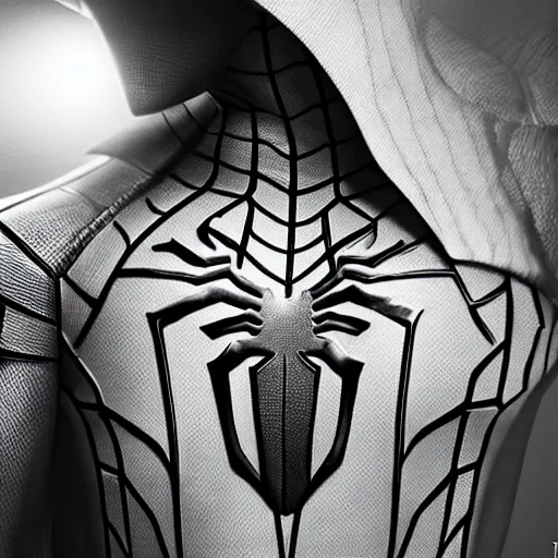 Image similar to SpiderMan in 300 movie, incredibly detailed, photorealistic, black and white, cinematic lighting, trending on artstation, 4k, hyperrealistic