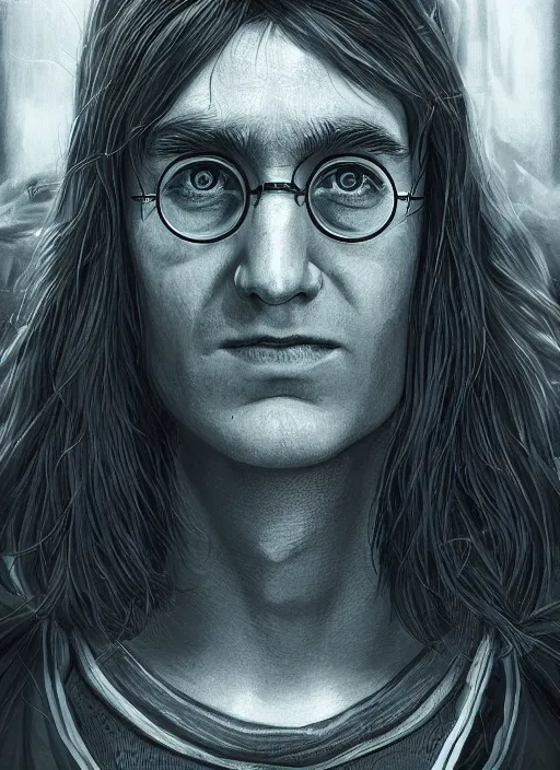 Image similar to harry potter portrait in cyberpunk, hogwarts organic, smooth, atmospheric, detailed, detailed illustration, 4 k, digital art, sharp focus, by giger