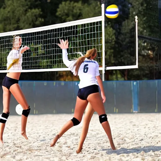 Image similar to two swedish girls playing volleyball