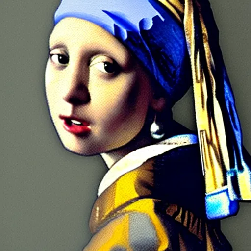 Image similar to girl with a pearl earring with the face of donal trump