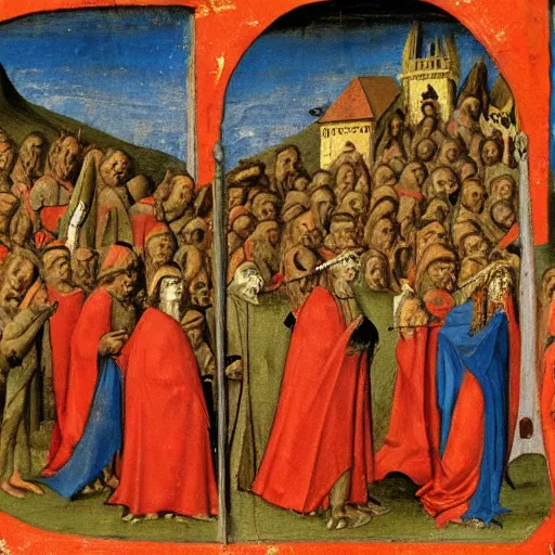 Image similar to a medieval painting of the hell as described by Dante Alghieri. Very detailed. High quality. Colorful.