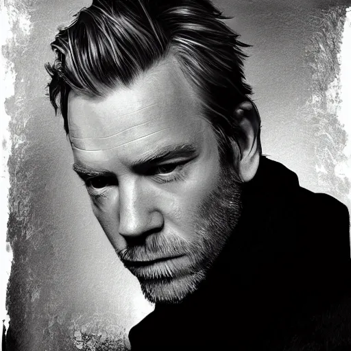 Prompt: ewan mcgregor, digital painting, hyperdetailed, volumetric lighting, sharp focus, portrait, intricate