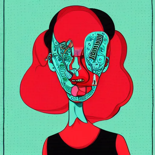 Image similar to A beautiful conceptual art. Doctors don’t seem to realize that most of us are perfectly content not having to visualize ourselves as animated bags of skin filled with obscene glop. by Tara McPherson