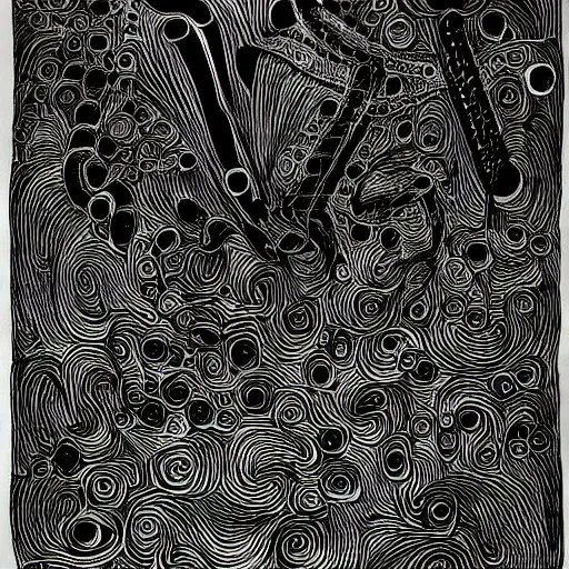 Prompt: elizer yudkowsky, black ink on paper, trending on artstation, beautiful, intricate, detailed