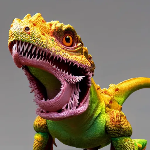 Prompt: a frilled feathery lizard dinosaur cute pet, digital art, photo, high quality, fan art, hyper real, 4 k, trending on artstation, pixar render, octane render, cute, cute, 3 d render, colourful, vibrant