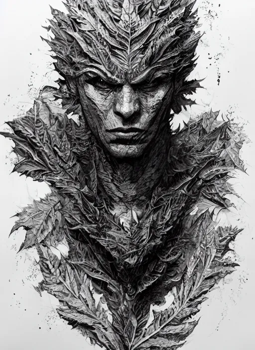 Image similar to portrait, a monster made out of pot leaves, watercolor, dramatic lighting, cinematic, establishing shot, extremely high detail, foto realistic, cinematic lighting, pen and ink, intricate line drawings, by Yoshitaka Amano, Ruan Jia, Kentaro Miura, Artgerm, post processed, concept art, artstation, matte painting, style by eddie mendoza, raphael lacoste, alex ross