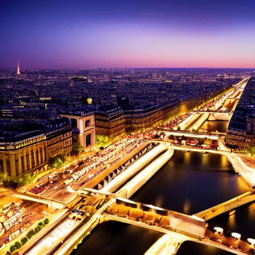 Image similar to award winning photo of paris at night, realistic photo