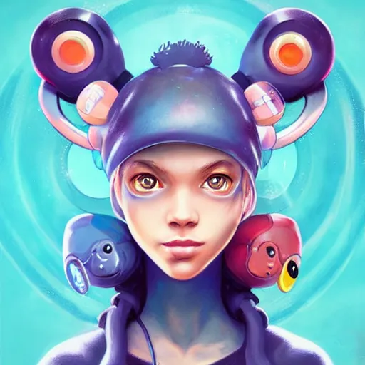 Image similar to lofi biopunk pokemon portrait of misty, Pixar style, digital art, render, by Tristan Eaton Stanley Artgerm and Tom Bagshaw.
