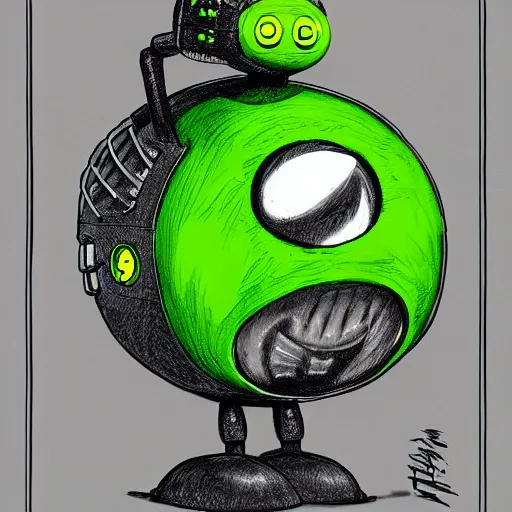 Image similar to a Robot Monster tennis ball Monster, chalk, digital art, fantasy, magic, trending on artstation, ultra detailed, professional illustration by Basil Gogos