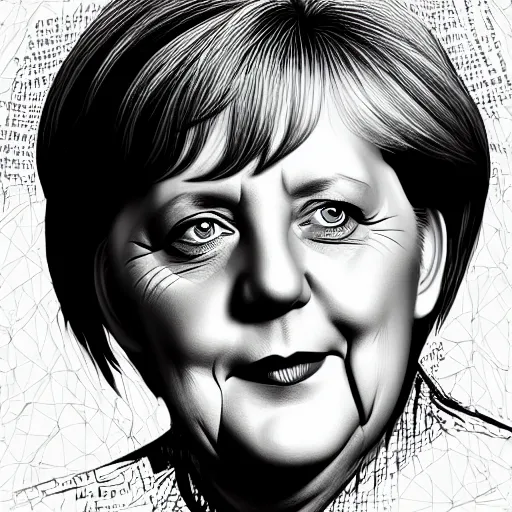 Image similar to concept art of angela merkel, vector art, by grzegorz domaradzki, brush hard, highly detailed, artstation, high quality