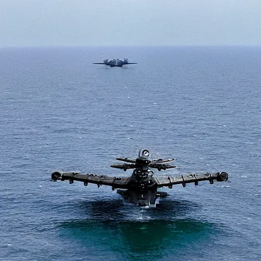 Image similar to a tie fighter lands on a usa aircraft carrier