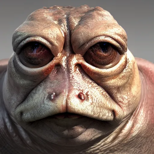 Prompt: hyperrealistic mixed media image of a bullfrog face disguised as info wars alex jones, stunning 3 d render inspired art by greg rutkowski and xiang duan and thomas eakes, perfect symmetry, flesh texture, realistic, highly detailed attributes and atmosphere, dim volumetric cinematic lighting, 8 k octane detailed render, post - processing, masterpiece,