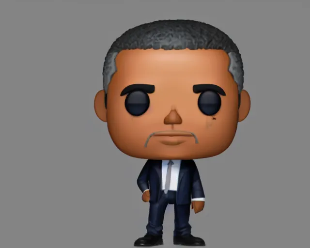 Image similar to full body 3d render of barack obama as a funko pop, packaging, studio lighting, white background, blender, trending on artstation, 8k, highly detailed