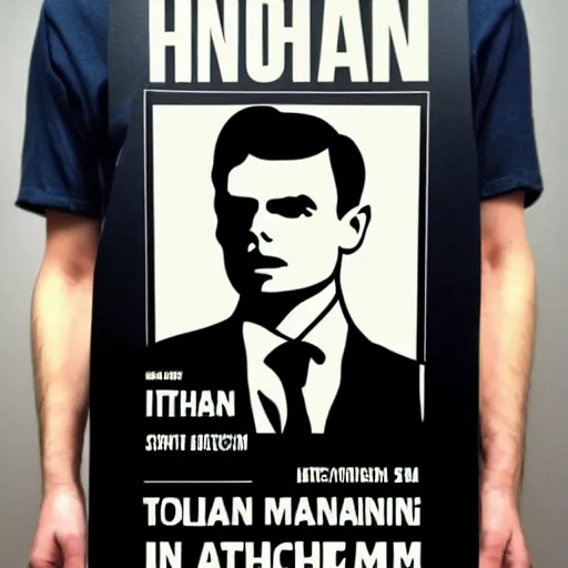 Image similar to individual handsome alan turing silk screen butcher billy style