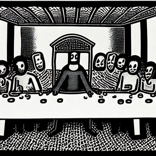 Image similar to The last supper, by Keith Haring