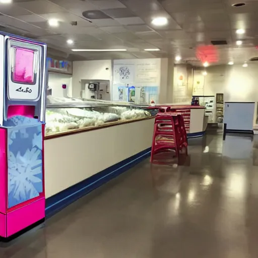 Prompt: frozen yogurt machine losing oil all over the floor