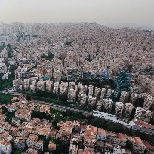 Image similar to Beyrouth, drone shot, cinematic, realistic