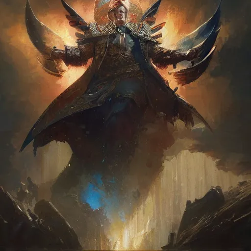 Image similar to god emperor joe biden in the style of craig mullins, greg rutkowski, peter mohrbacher, and drew struzan. epic, majestic, awe inspiring, god rays, fissures, divine, church painting, intricate armor, extreme detail, high octane,