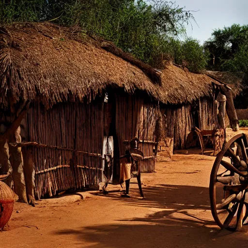 Prompt: old west african village, high - quality photograph, national geographic