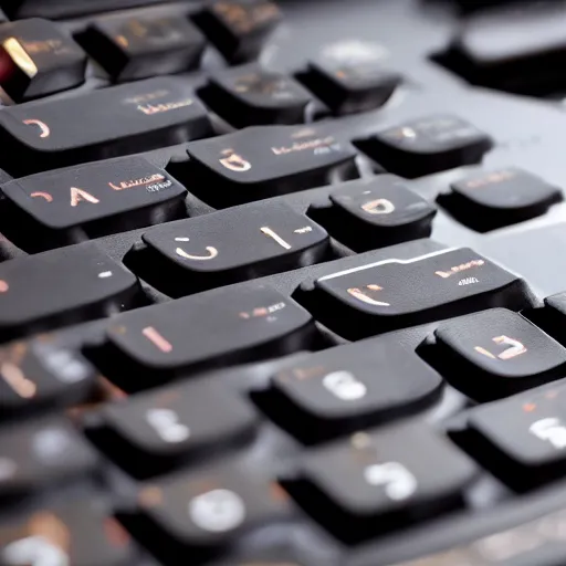 Prompt: photorealistic vintage mechanical computer keyboard, 8k, closeup macro photography, very very very detailed, hyper realistic