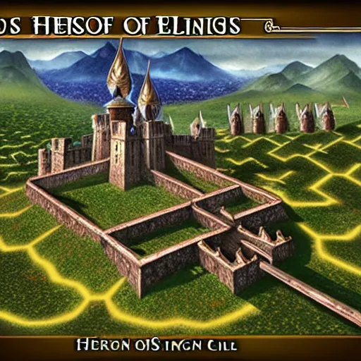 Image similar to heroes of might and magic, elven castle, concept art