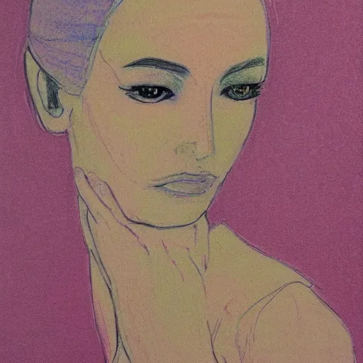 Prompt: one line art of a woman, pastel color