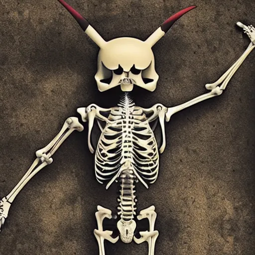 Image similar to Photograph of a pikachu skeleton, national geographic, iPhone photo