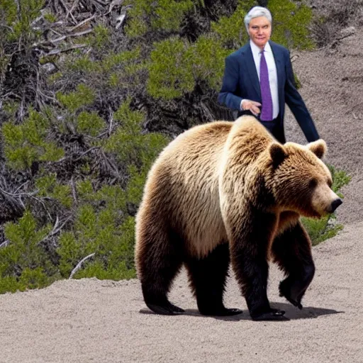 Image similar to jerome powell riding a grizzly bear