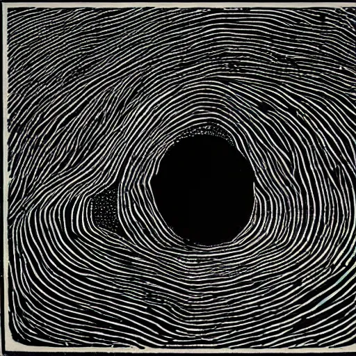 Image similar to a risograph of a black hole