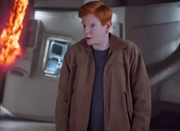 Prompt: film still of real life philip j fry in the scifi movie, 4 k