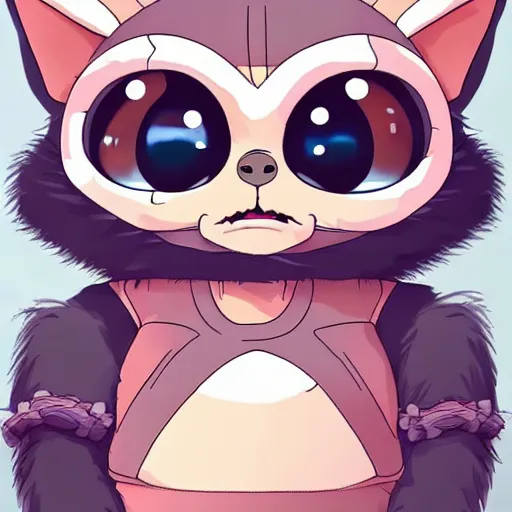 Image similar to Gizmo Mogwai from Gremlins in cute anime, by Ghibli, trendy on artstation