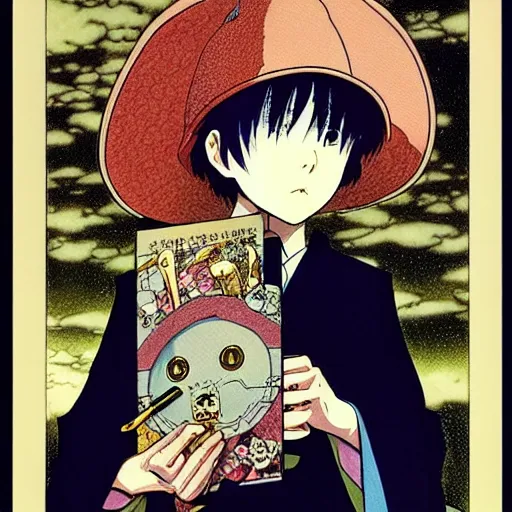 Image similar to prompt : portrait alchemist painted in miyazaki color style drawn by katsuhiro otomo and takato yamamoto, inspired by fables, china doll face, smooth face feature, intricate oil painting, high detail, sharp high detail, manga and anime 2 0 0 0