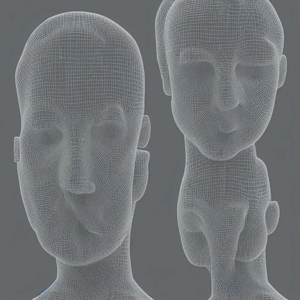 Image similar to 3 d render of a wireframe of an abstract human head, sculpture, chrometype, liquid metal, neotribal, raytraced, volumetric lightning, 8 k, by zhelong xu, tooth wu, wlop, ouchh and and innate studio